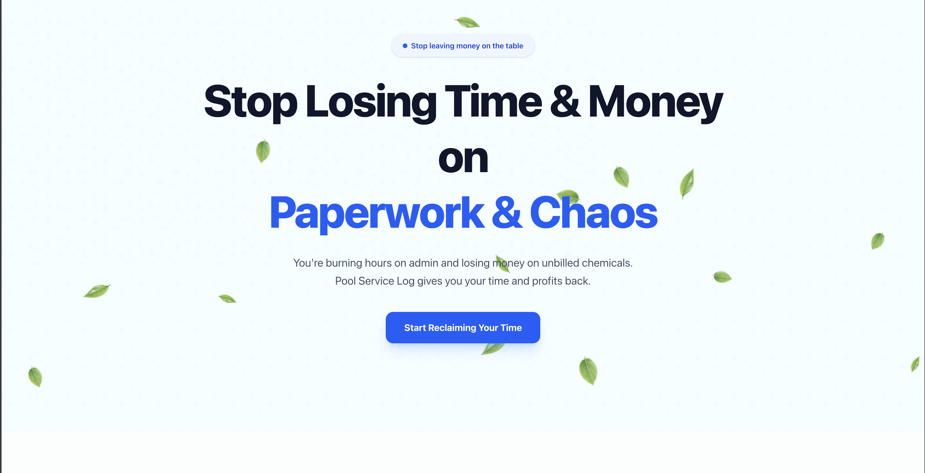 Pool Service Log - Main product screenshot demonstrating key features and user interface
