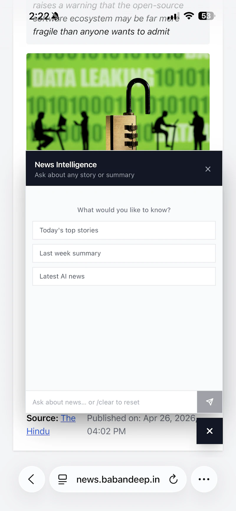 AI News Application screenshot 1