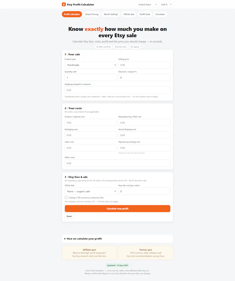 Etsy Profit Calculator screenshot 6
