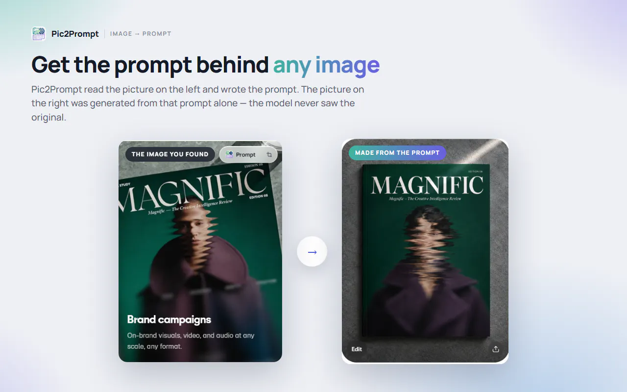 Pic2Prompt — Image to AI Prompt gallery image
