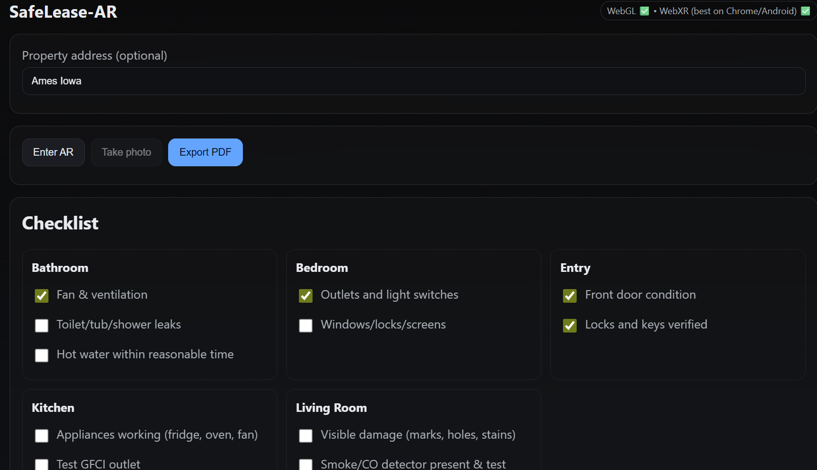 SafeLease-AR - Main product screenshot demonstrating key features and user interface