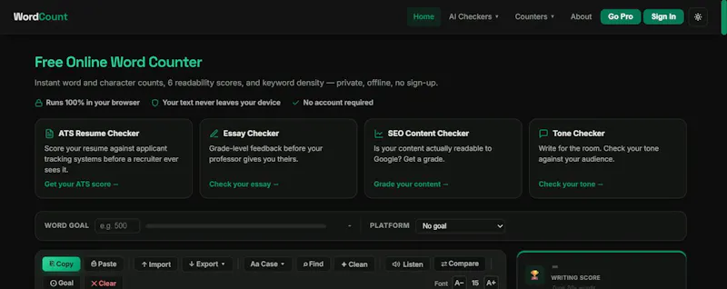 WordCountOnline screenshot 2