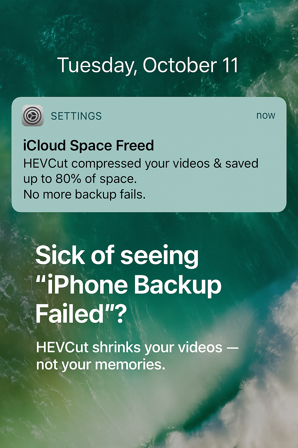 Hevcut -% 90'a kadar olan ICloud Videolarını Shrink - Kütüphanenizi tarayın, en büyük videoları bulun ve büzün medya 1