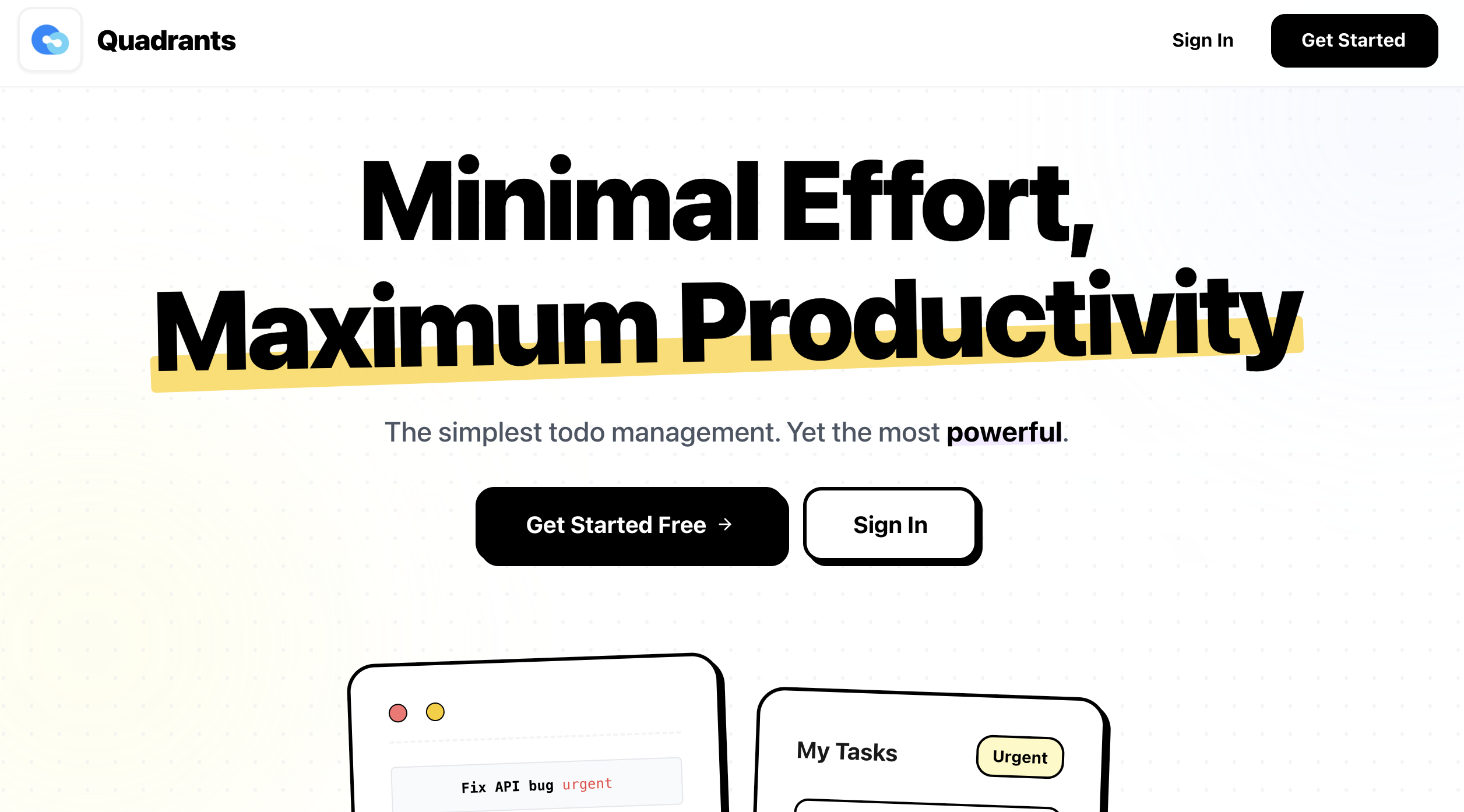 Quadrants - Main product screenshot demonstrating key features and user interface