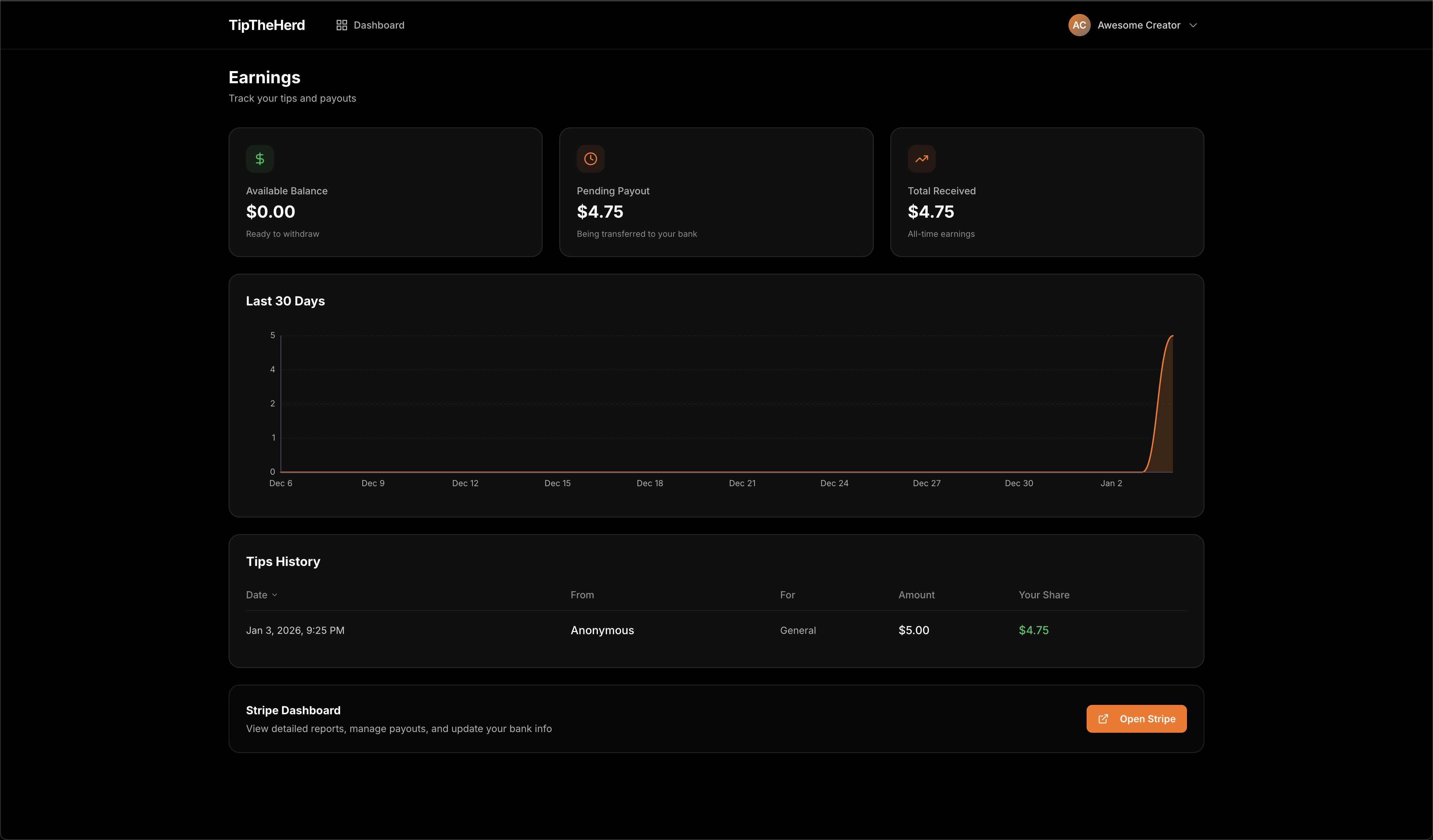 TipTheHerd - Screenshot 3 showing product features and functionality