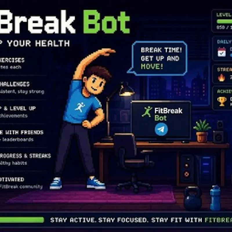 @FitBreakBot in Telegram screenshot 1