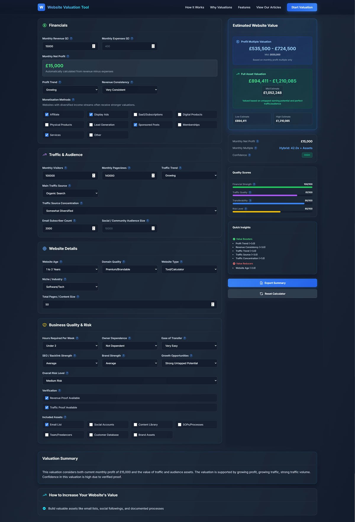 Website Valuation Tool gallery image