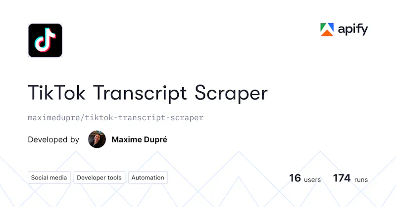 TikTok Transcript Scraper screenshot 1