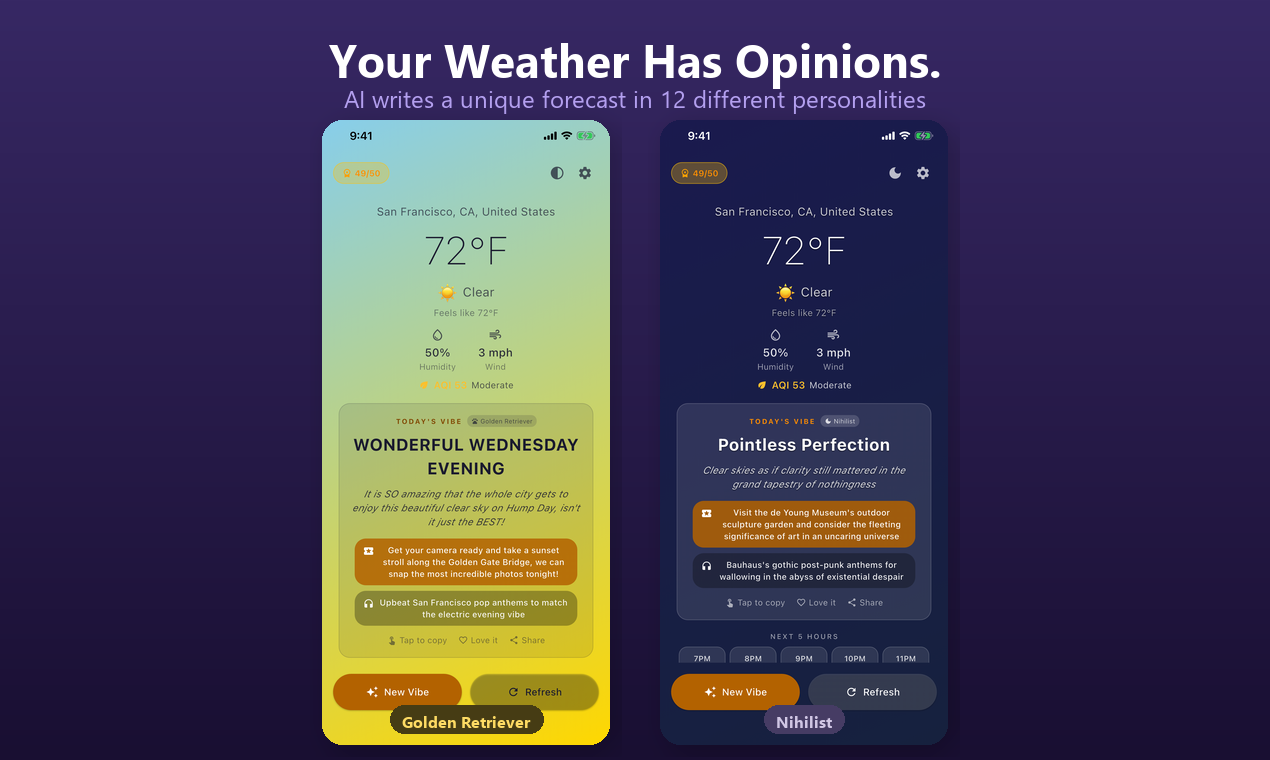 Vibe Weather: Forecasts with Personality gallery image