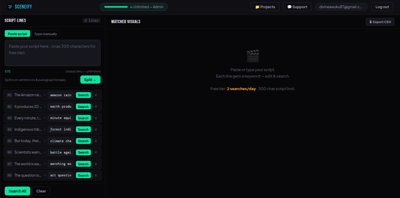 Sceneify: Script to B-roll in Seconds gallery image