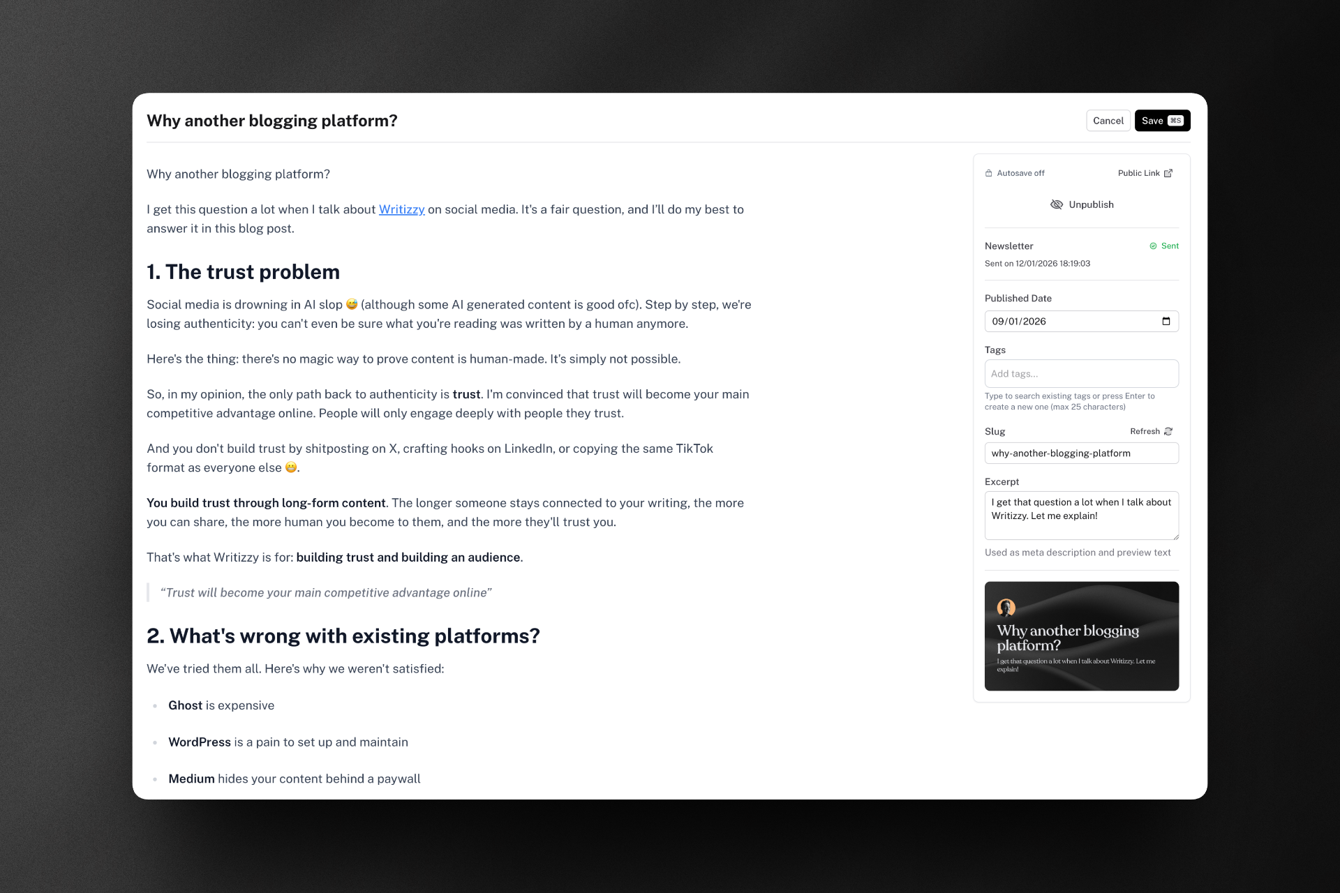 Writizzy - Screenshot 3 showing product features and functionality