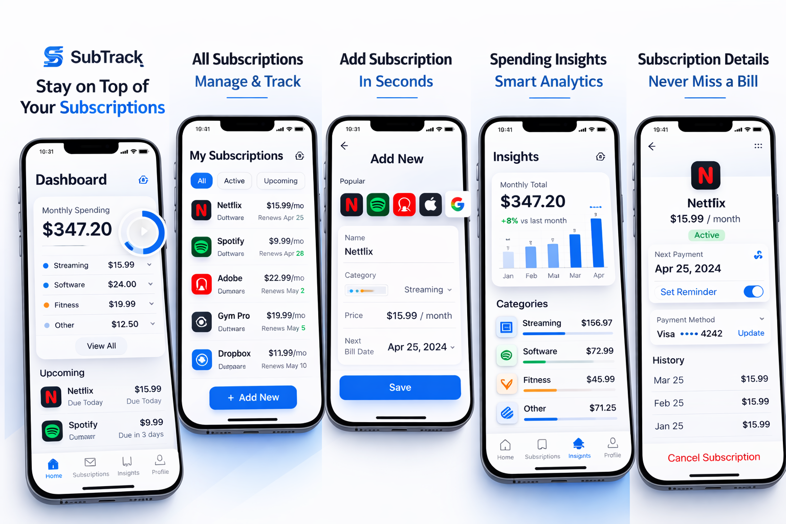 SubTrack - Main product screenshot demonstrating key features and user interface