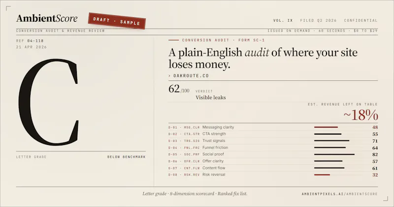 AmbientScore . Conversion Audit Report screenshot 1