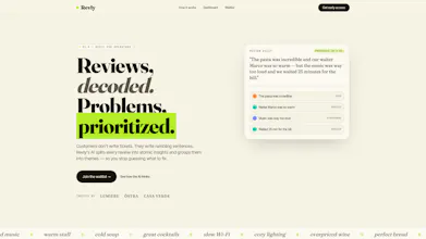 Revly — Raw reviews into a list of fixes gallery image