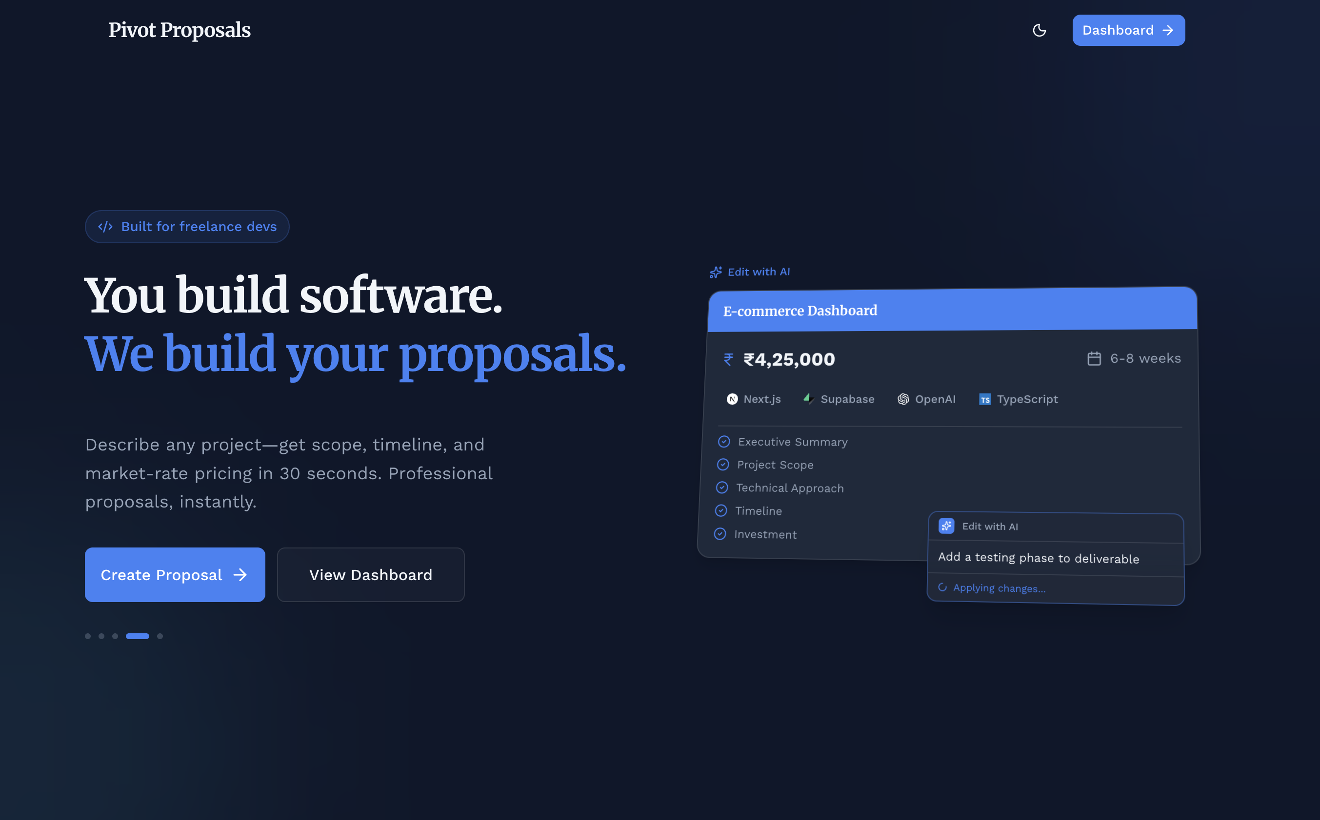 Pivot Proposals - Main product screenshot demonstrating key features and user interface