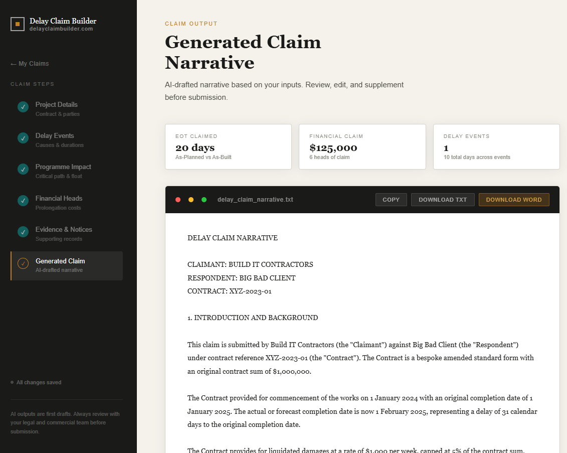 Delay Claim Builder | Claims Simplified gallery image