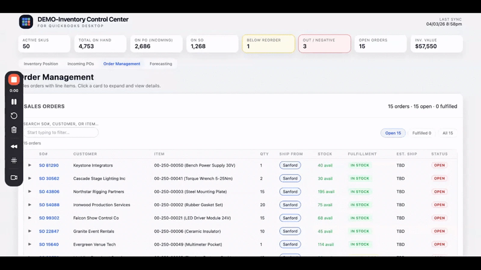 Inventory Control for QuickBooks Desktop screenshot 1 (video preview)