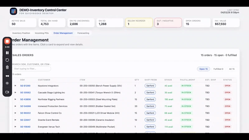 Inventory Control for QuickBooks Desktop screenshot 1 (video preview)