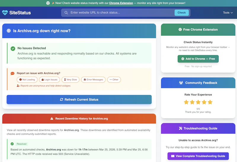 SiteStatus.org screenshot 1