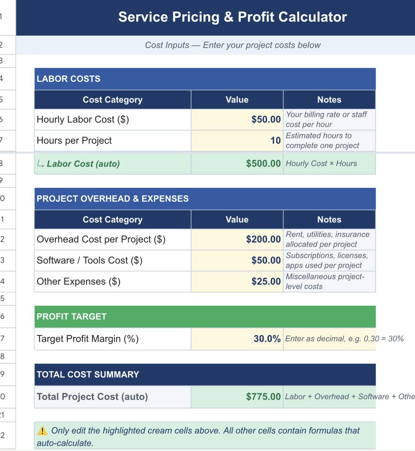 Service Pricing & Profit Calculator gallery image