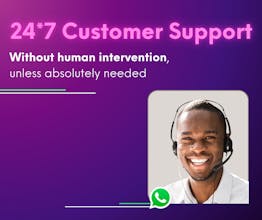 ブロズムAIの24時間365日利用可能性をビジュアルで表現し、WhatsAppでの絶え間ないリードの生成と顧客サポートを伝える。