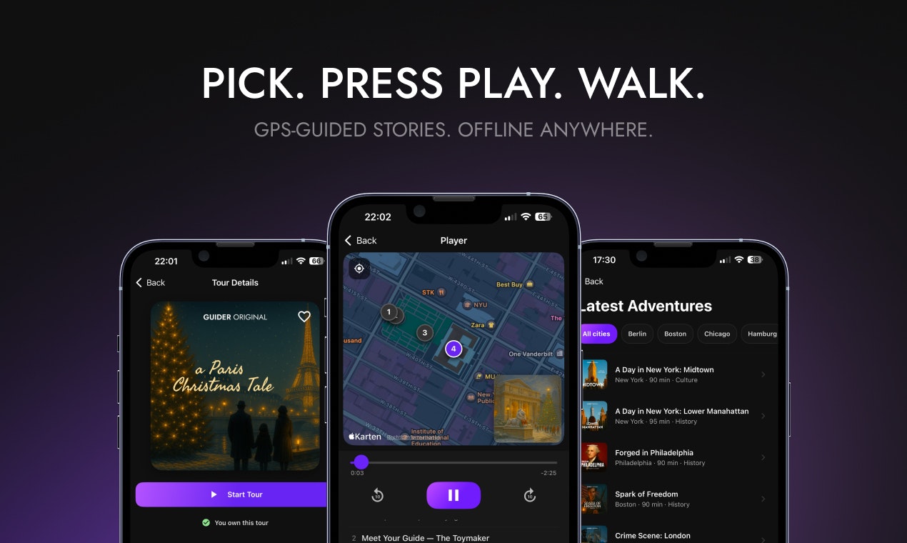 Média Guider - Cinematic Audio Tours - Explorez les villes à travers une narration immersive et de type Netflix 2