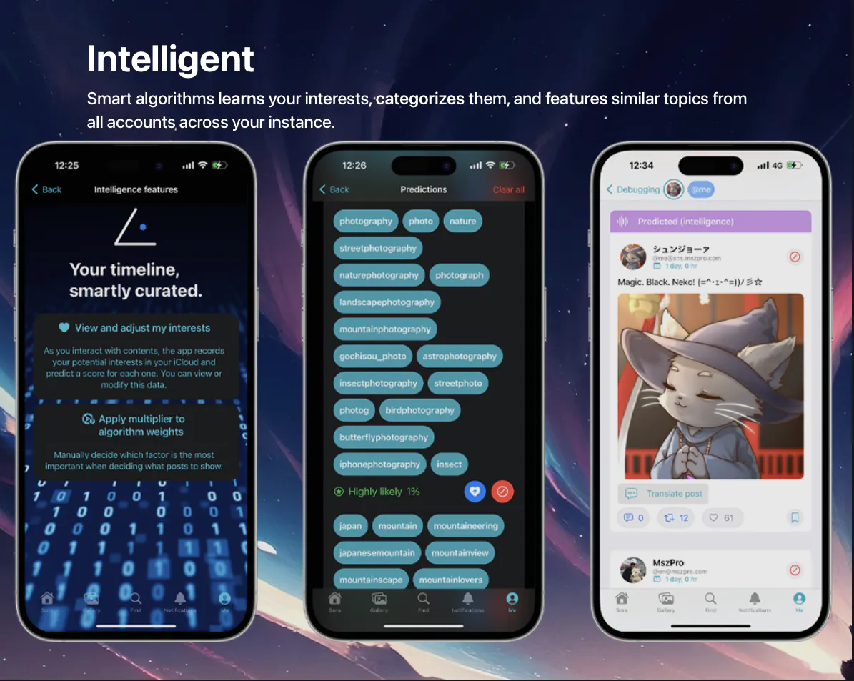 Sora iOS for Mastodon, Bluesky, Firefish gallery image