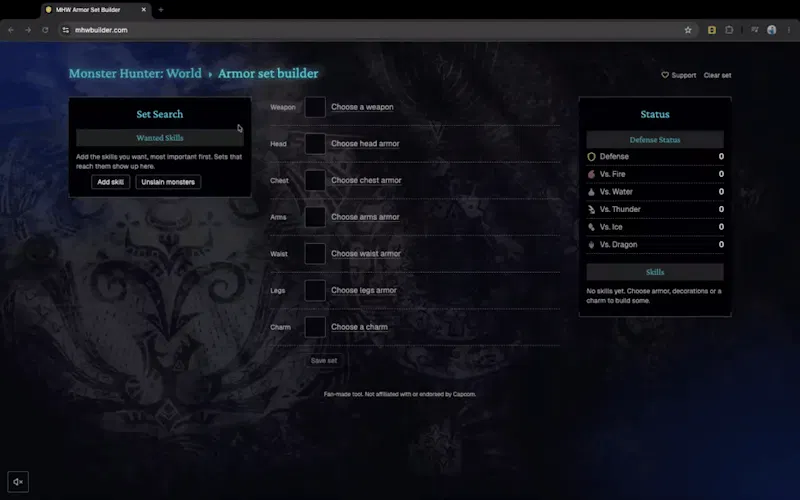 MHW Armor Set Builder screenshot 1 (video preview)
