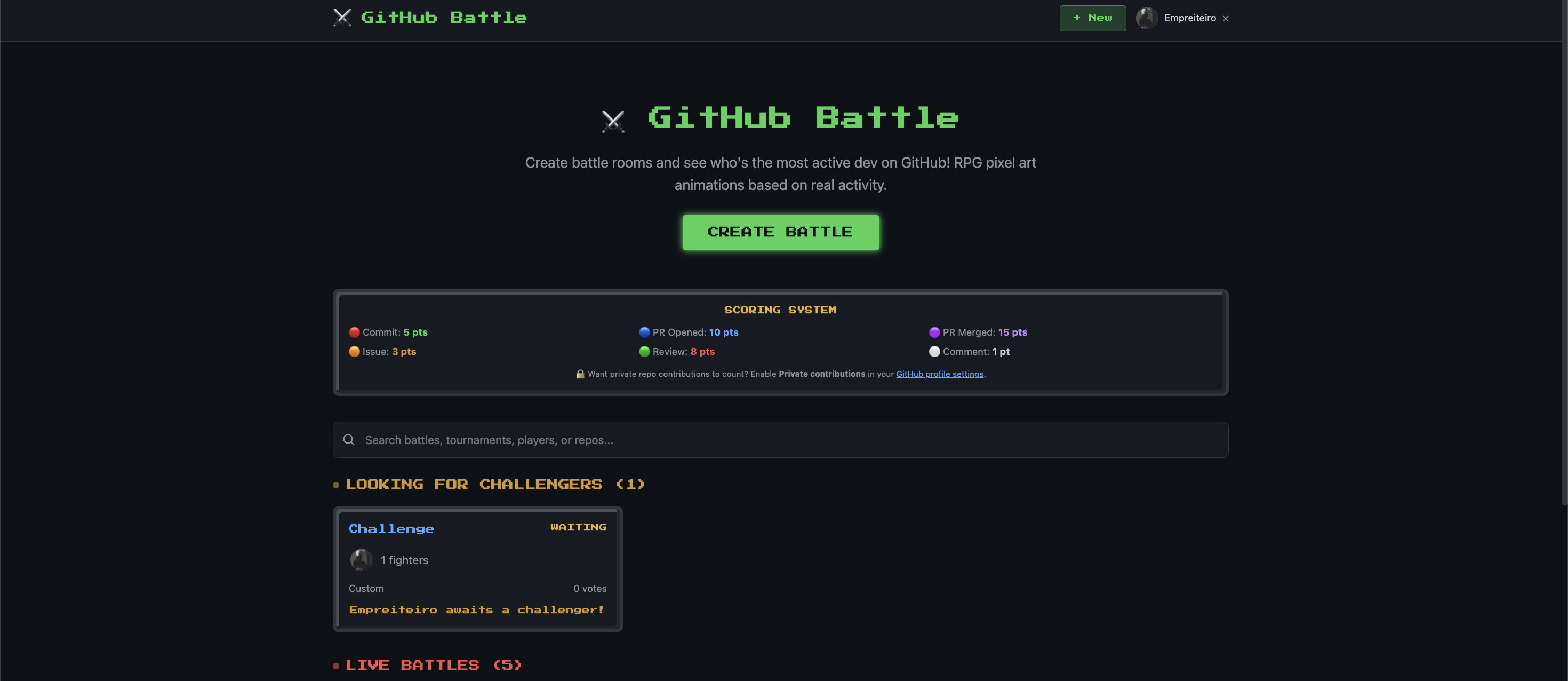 GitHub Battle Arena gallery image