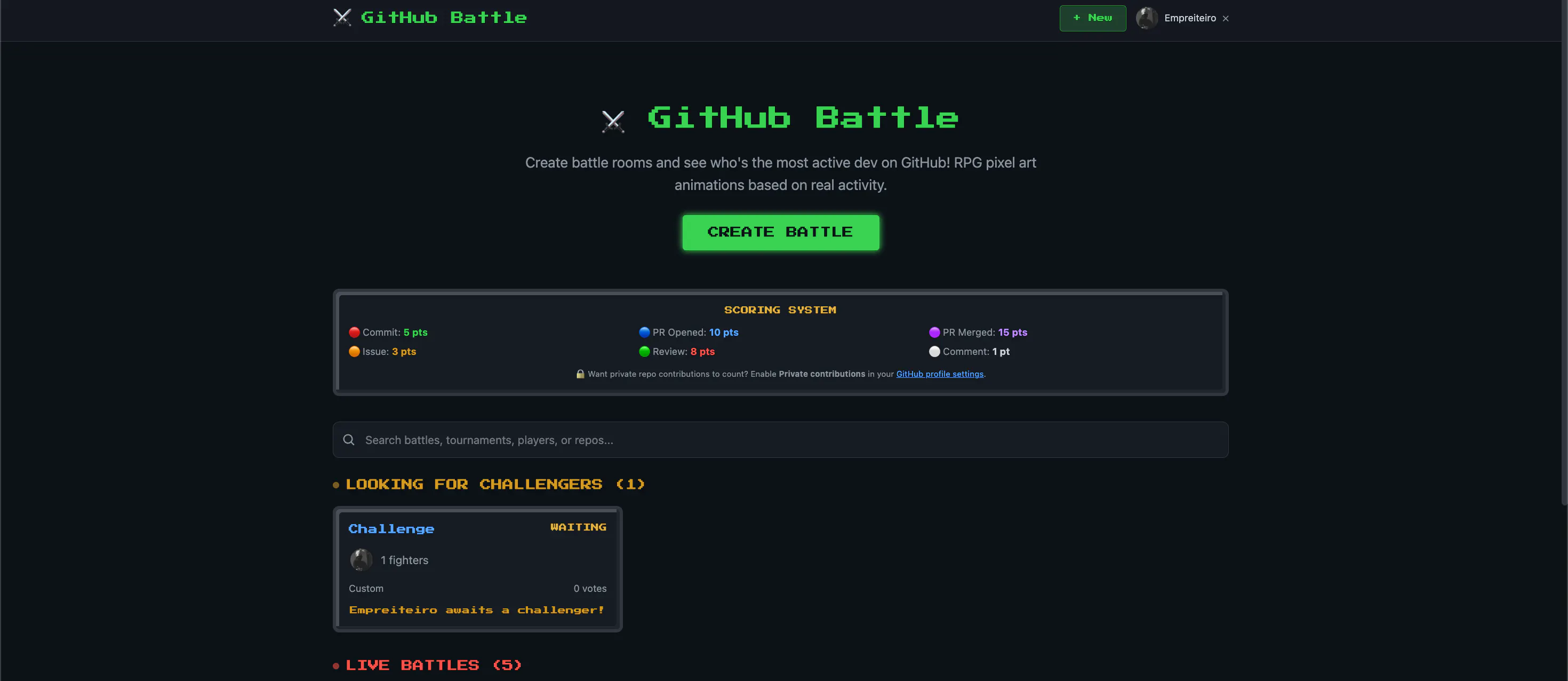 GitHub Battle Arena 제품 배너