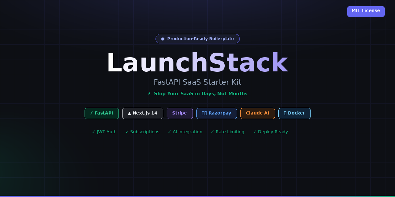 LaunchStack — FastAPI SaaS Starter Kit gallery image