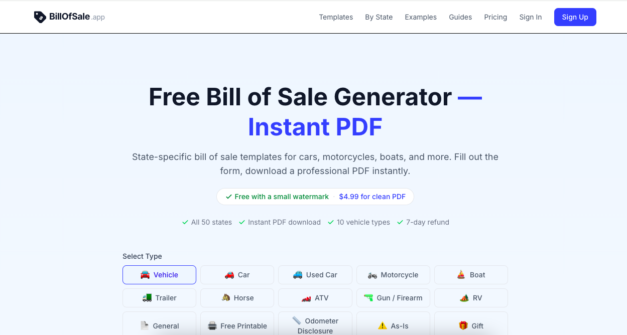 BillOfSale.app gallery image