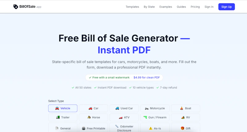 BillOfSale.app screenshot 1