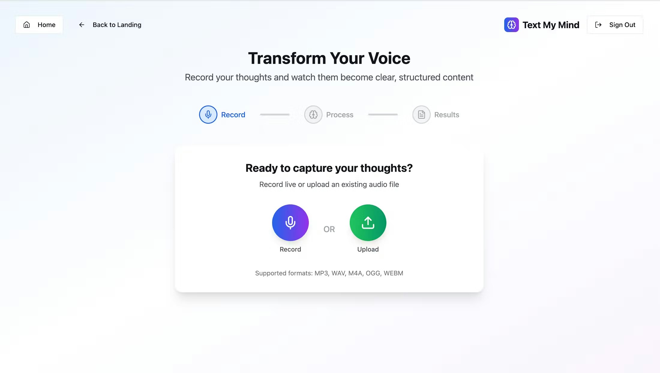 Mídia 2 de Envie uma mensagem minha mente - Transforme gravações em clareza