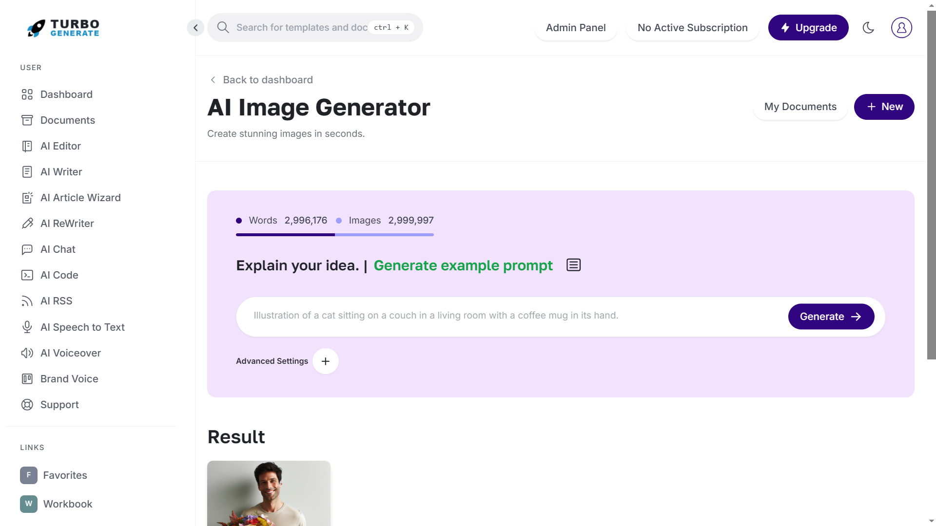 Turbo Genera - Generare testo, audio e immagini in 1 clic con AI media 2