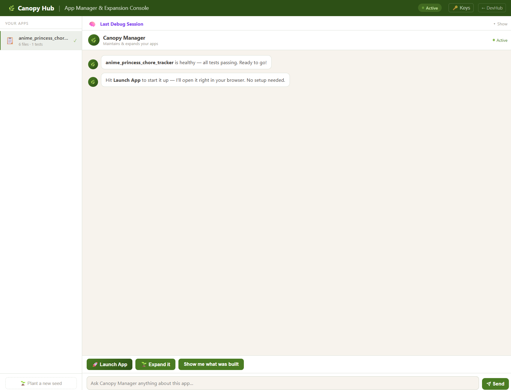 Canopy Seed — No code bespoke software gallery image