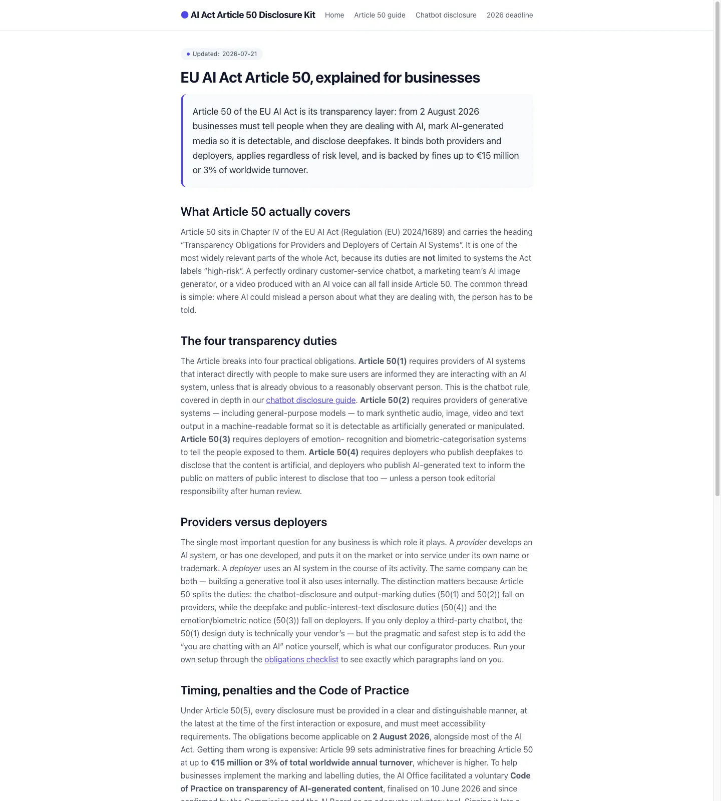 AI Act Article 50 Disclosure Kit gallery image
