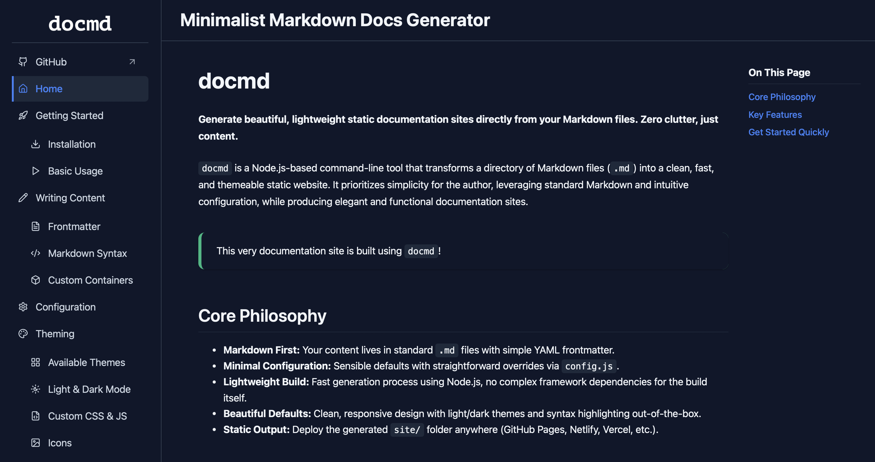Docmd - Genera bel siti di documentazione leggera di Markdown. media 3