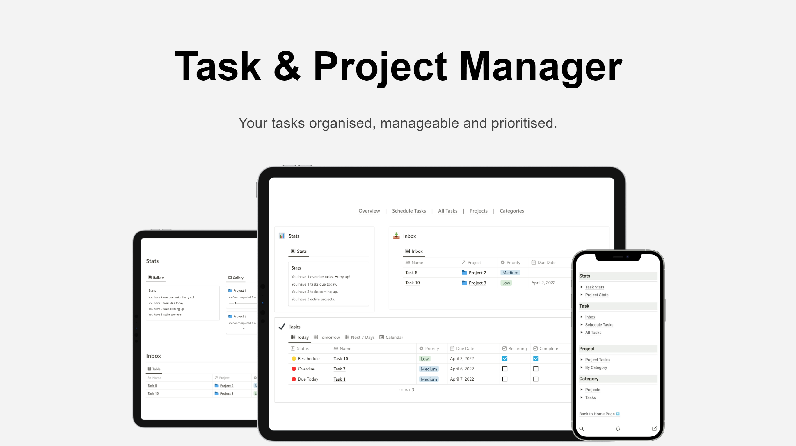 Task & Project Manager Notion Template gallery image