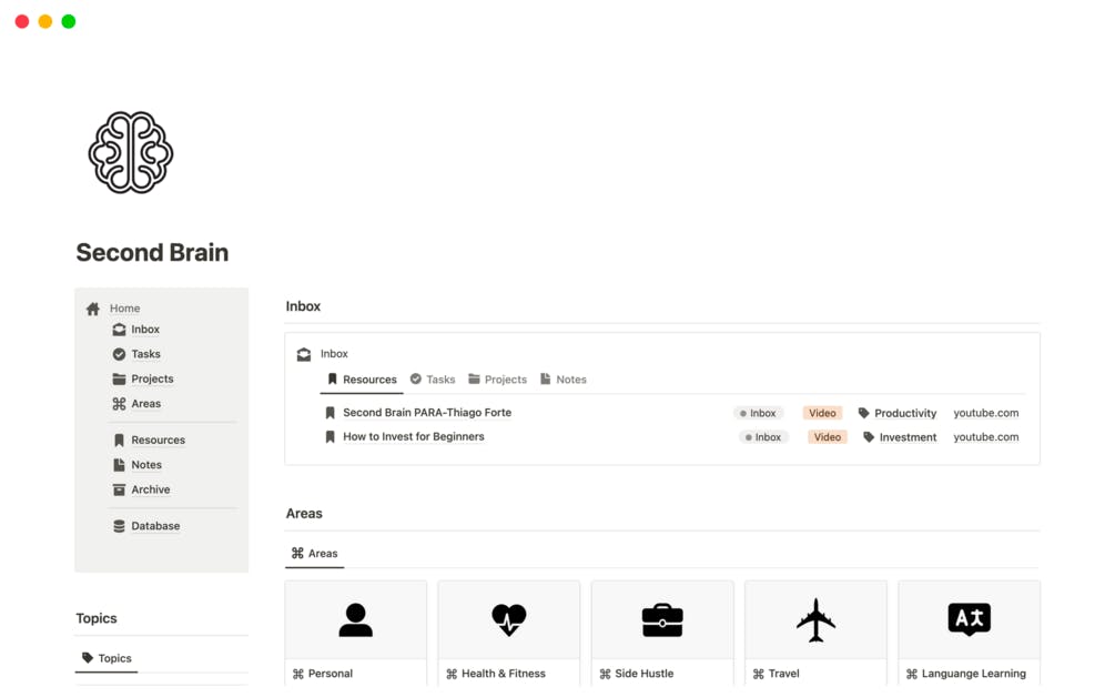 Second brain notion template  media 1