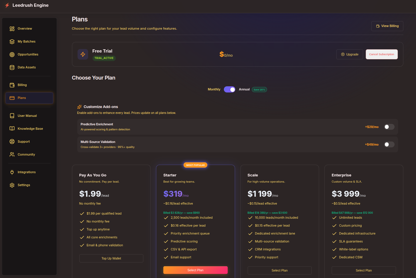 Leedrush Engine - Screenshot 4 showing product features and functionality
