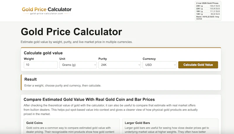 gold-price-calculator.com screenshot 2