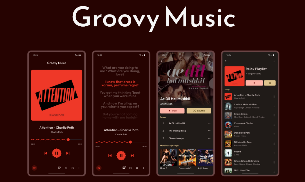 Groovy - Music Player - Main product screenshot demonstrating key features and user interface