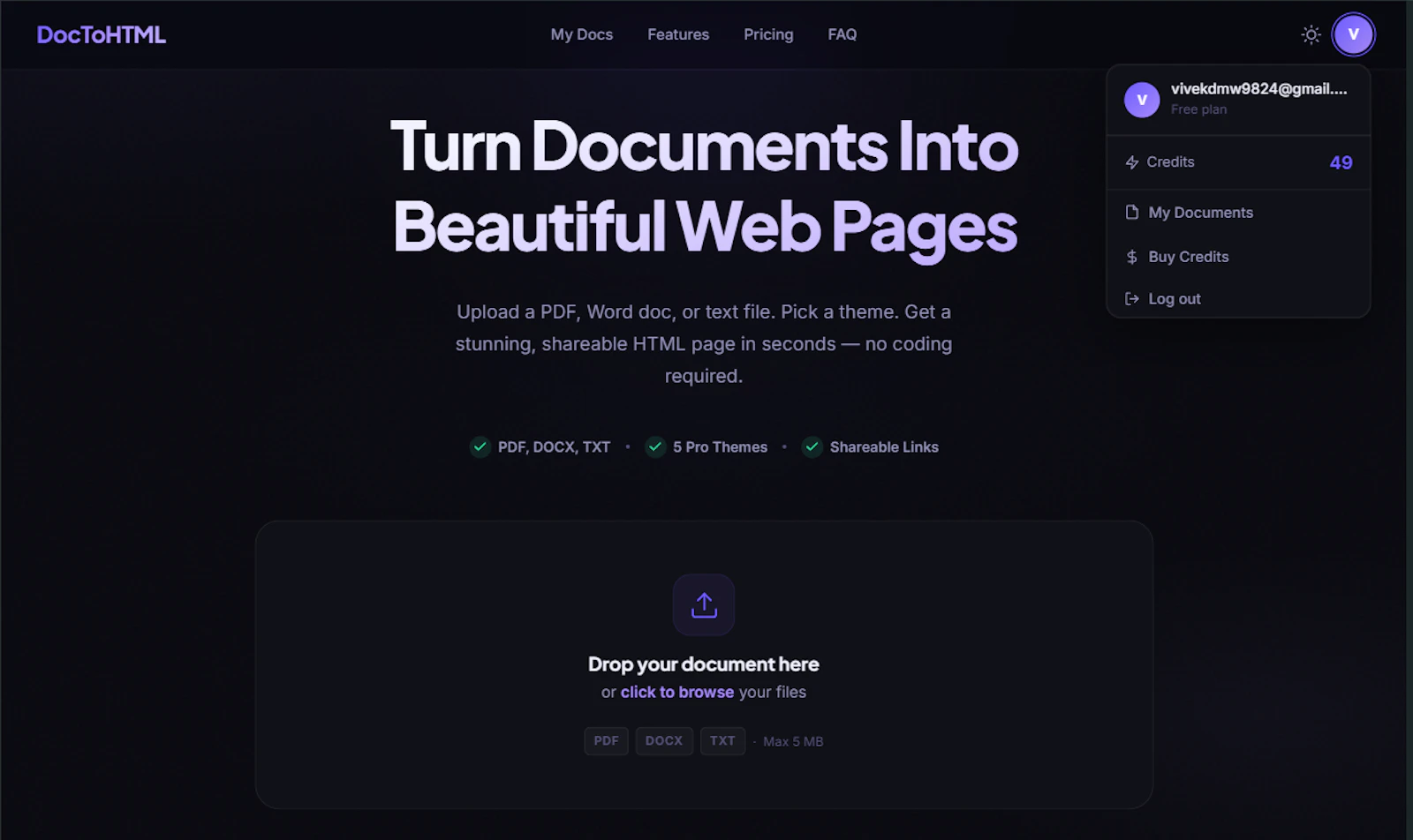 DocToHTML screenshot 1
