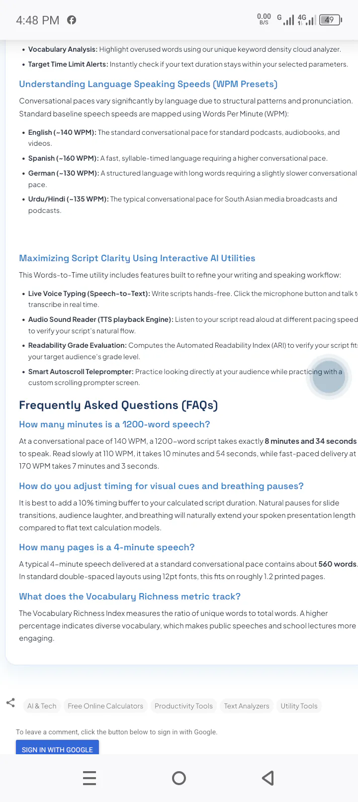 Words to Speaking Time Calculator gallery image