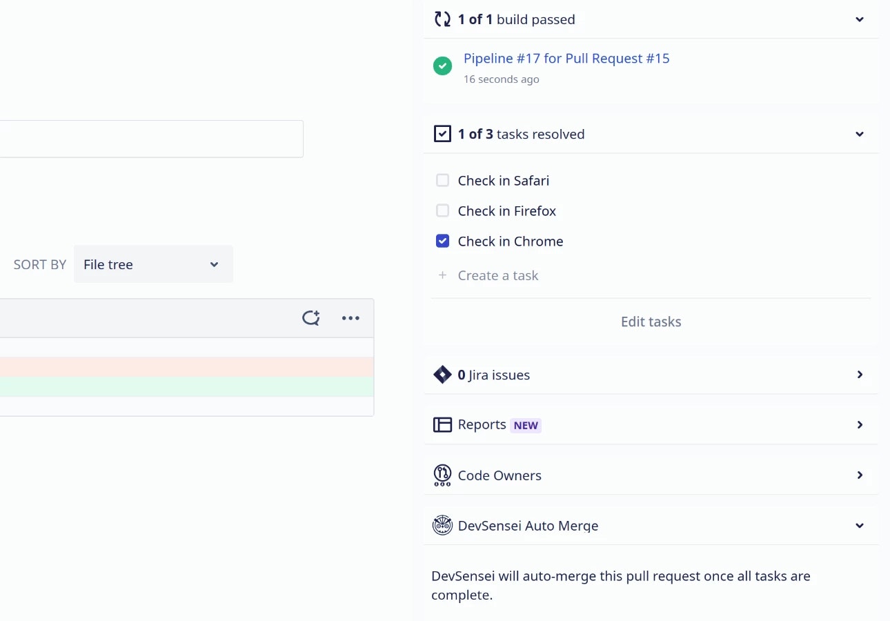 Devsensei Auto รวมสำหรับ BitBucket - รวมการร้องขอดึงโดยอัตโนมัติเมื่อตรวจสอบทั้งหมดผ่าน media 2