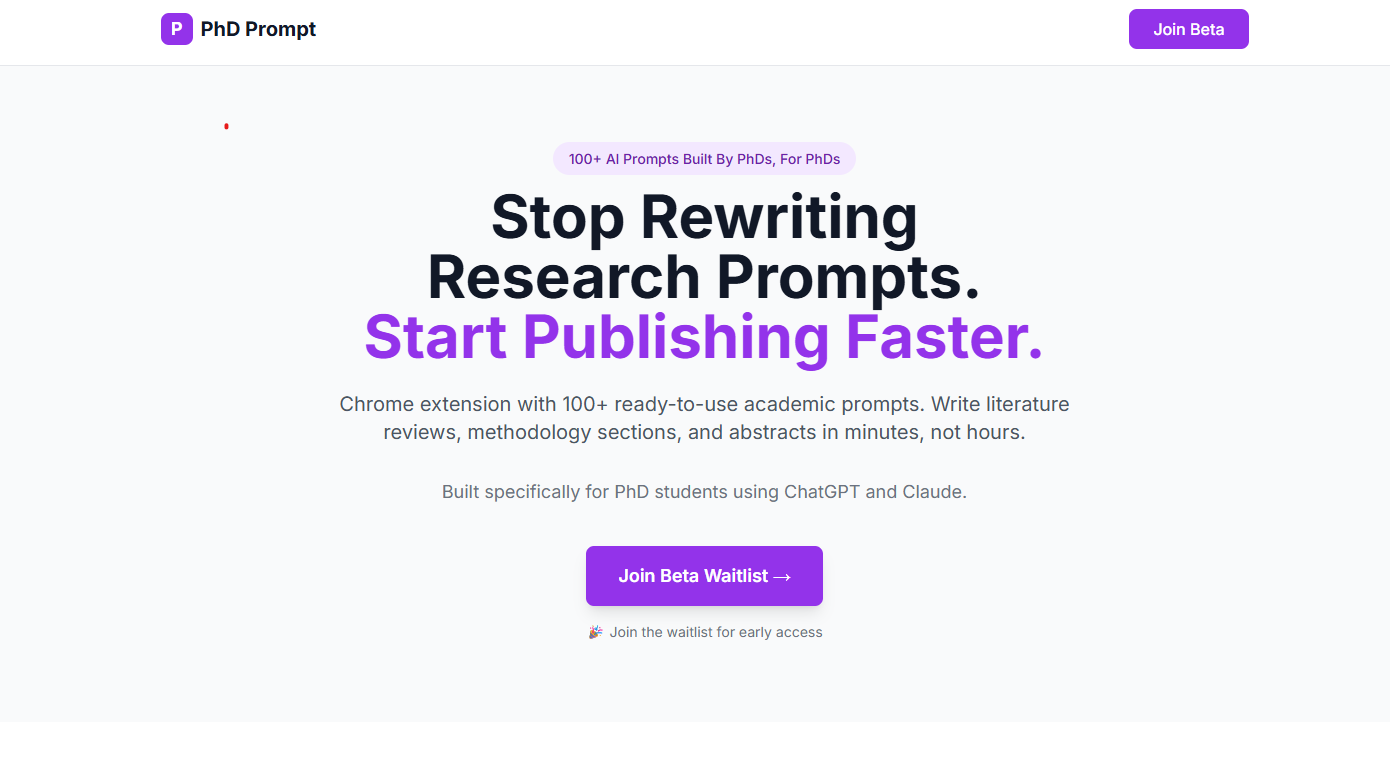 PhD Prompt - Main product screenshot demonstrating key features and user interface
