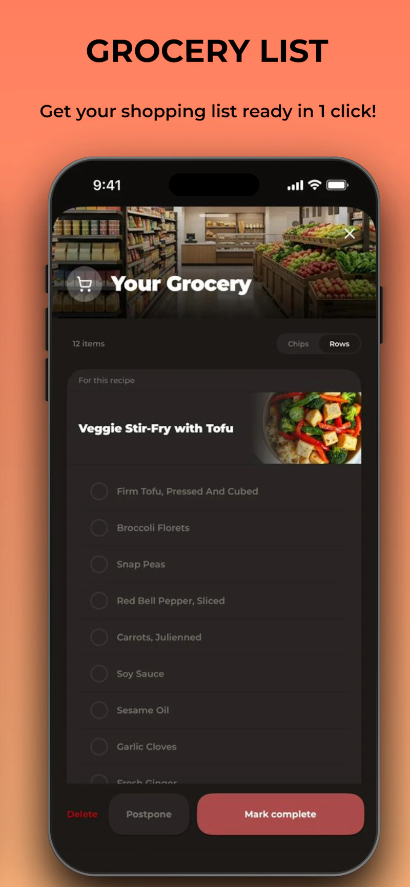 noBrainer: meal ideas and grocery list screenshot 2