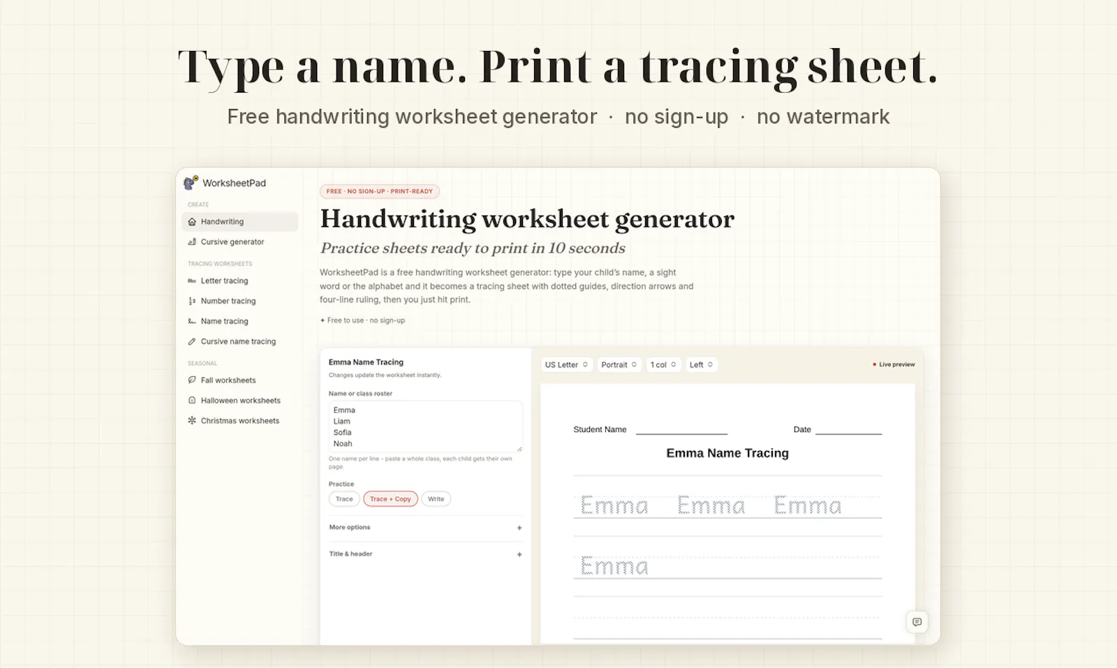 WorksheetPad screenshot 1