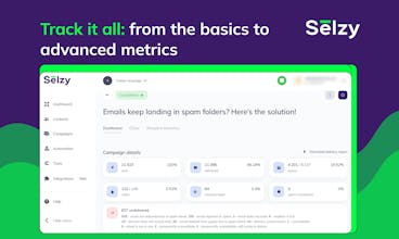 A laptop displaying Selzy&rsquo;s user-friendly analytics dashboard, providing insights on campaign effectiveness. 